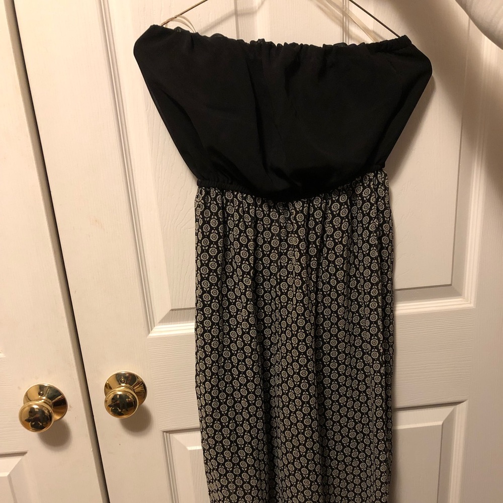 Strapless Black, floral ended jumpsuit
